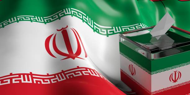 istock Ballot box on Iran flag background, 3d illustration 1017702984