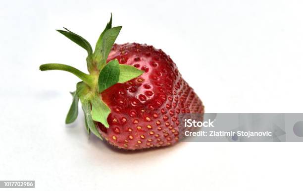 Organic Strawberry Isolated On White Background Stock Photo - Download Image Now - 2015, Antioxidant, Berry Fruit