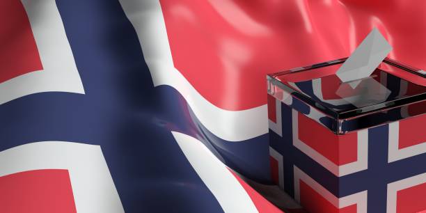 istock Ballot box on Norway flag background, 3d illustration 1017703036