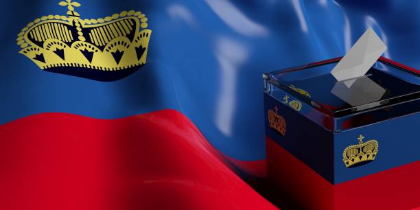 istock Ballot box on Liechtenstein flag background, 3d illustration 1017703050