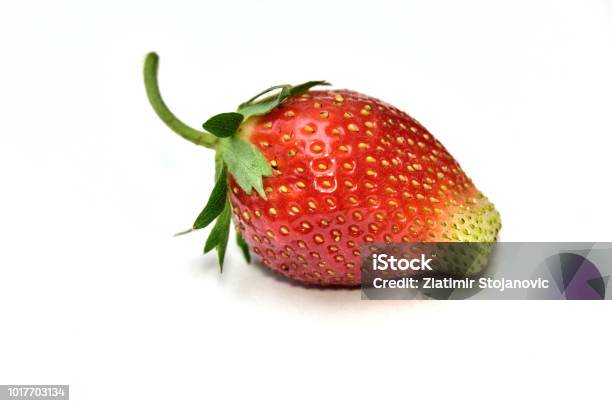 Organic Strawberry Isolated On White Background Stock Photo - Download Image Now - 2015, Antioxidant, Berry Fruit