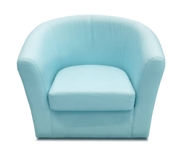 istock Blue leather armchair isolated on white background 1017703348