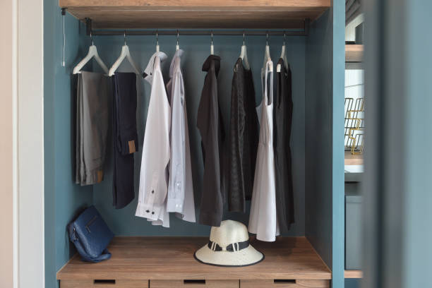istock modern walk in closet with clothes 1017706422
