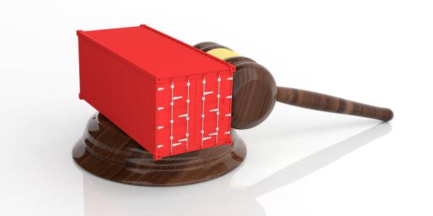 istock Container on an auction gavel. 3d illustration 1017713816