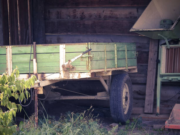 Old German tractor trailer in the garden