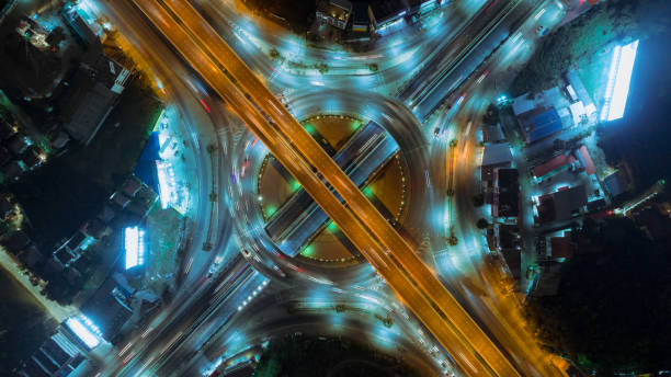 istock Aeriel view highway road intersection for transportation or traffic background. 1017738868