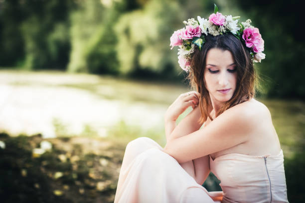 istock Beauty With Wreath in Nature 1017741798