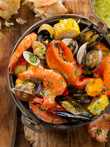 Bake Shellfish Shellfish Bake With Vegetables Stock Photo - Download Image Now ...