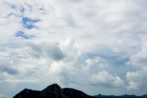 Beautiful dark blue sky and white clouds go with each other after heavy rain purifying fine dusts in the air.