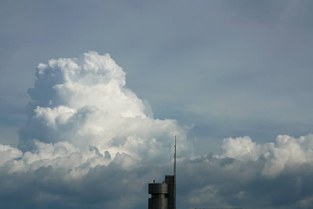 Beautiful dark blue sky and white clouds go with each other after heavy rain purifying fine dusts in the air.