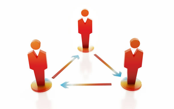 istock Three Men Icons And Arrows - Interaction And Mutual Communication Concept 1017765284