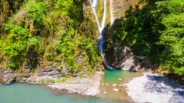 istock Drone view of Orekhovsky waterfall, Sochi, Russia 1017771786