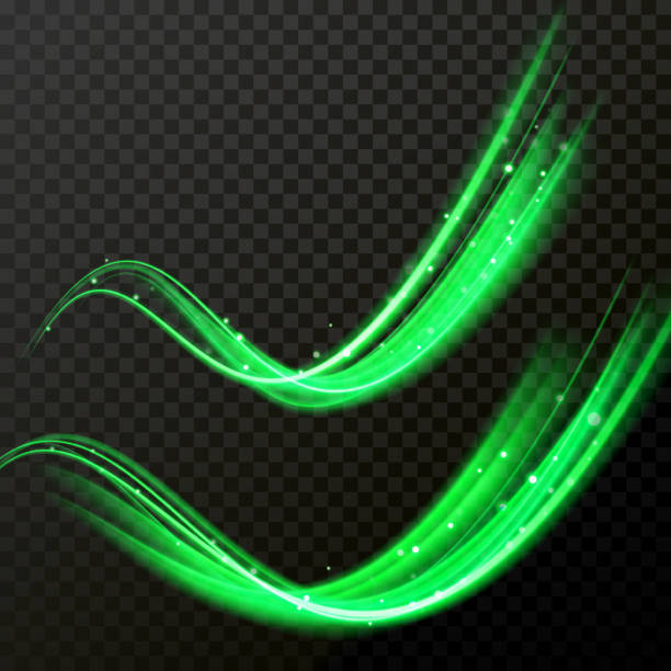緑のキラキラ粒子波。キラキラの輝き effectl のベクトル光彗星トレイル - green background wave abstract light点のイラスト素材／クリップアート素材／マンガ素材／アイコン素材
