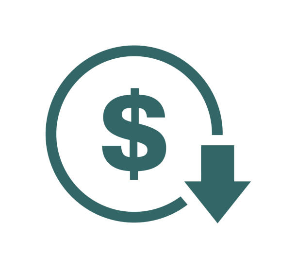 ikona redukcji kosztów. obraz symbolu wektora izolowany na tle - decreases stock illustrations