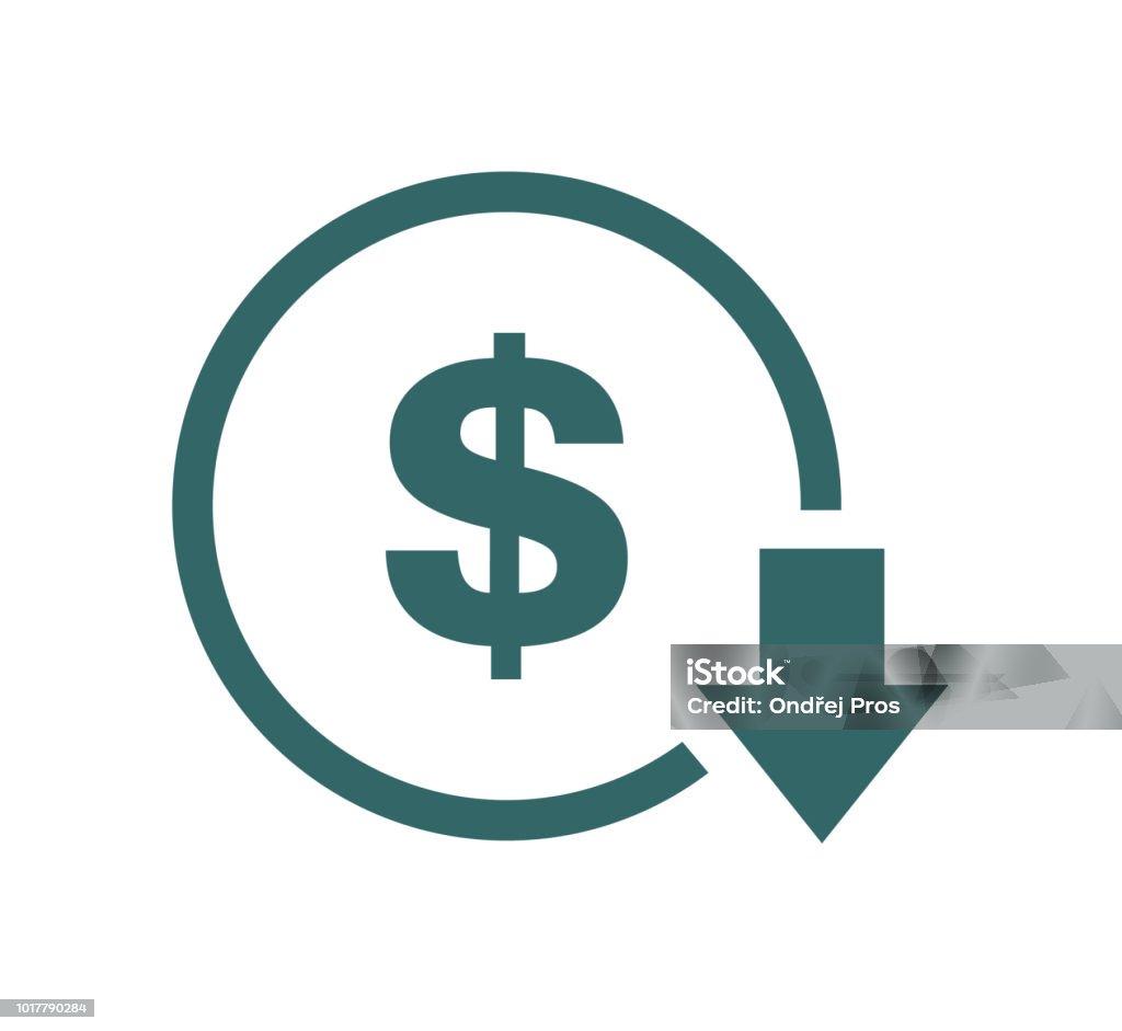 Cost reduction- decrease icon. Vector symbol image isolated on background Cost reduction- decrease icon. Vector symbol image isolated on background . Icon Symbol stock vector