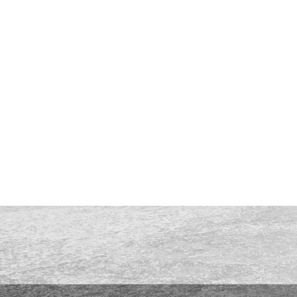 Empty stone table top on isolated white, Template mock up for display of product.