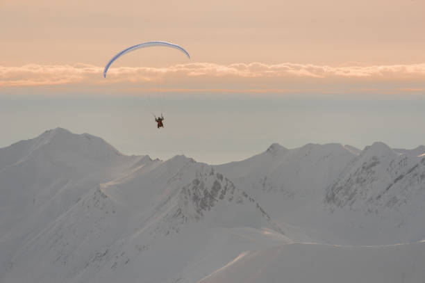 istock Man flying on the parachute in Gudauri, Georgia 1017796242