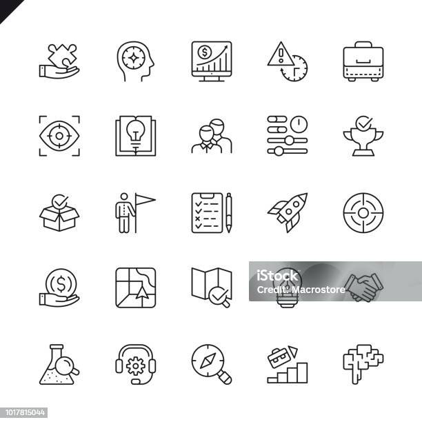 Thin Line Startup Project And Development Elements Icons Set Stock Illustration - Download Image Now