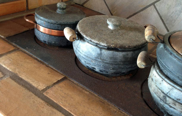 istock Wood stove with stone pots 1017815132