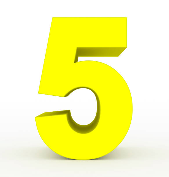 istock number 5 3d clean yellow isolated on white 1017815244
