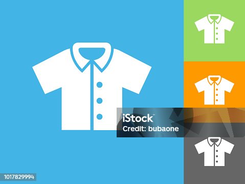istock Down Shirt Flat Icon on Blue Background 1017829994
