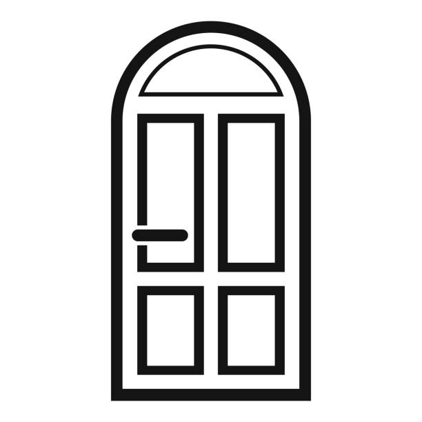 икона двери дома, простой стиль - silhouette security elegance simplicity stock illustrations