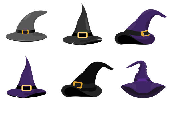 illustrazioni stock, clip art, cartoni animati e icone di tendenza di cappelli da strega - witchs hat