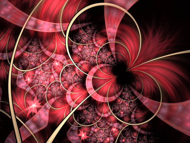 istock Circles and Spikes abstract background. Soft glowing layered flower petals pattern. Sparkle effect, computer generated, fractal abstract background. Fantasy floral design. 1017833488