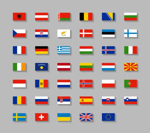 Vector illustration of Flags of European countries