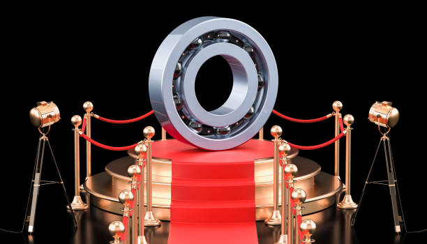istock Podium with ball-bearing. 3D rendering isolated on black background 1017857972