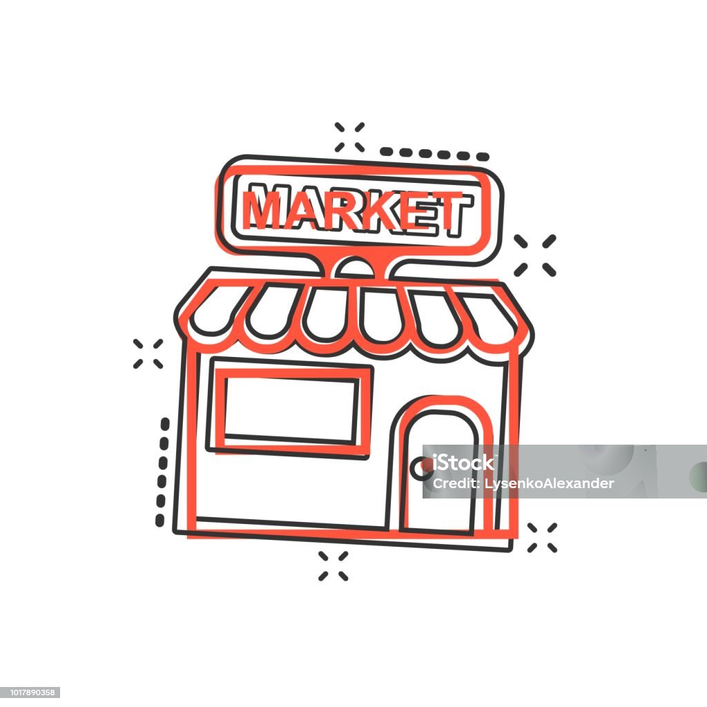 Biểu Tượng Thị Trường Cửa Hàng Phim Hoạt Hình Vector Theo Phong ...