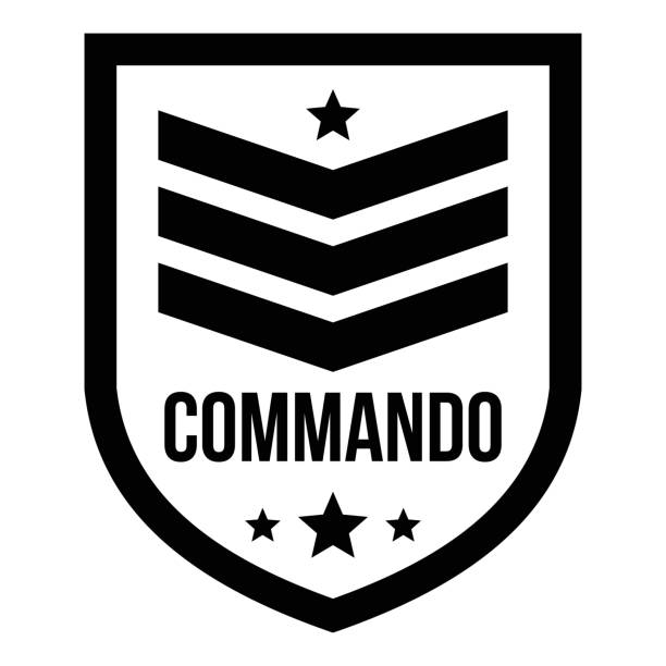 commando abzeichen logo, einfachen stil - spezialeinheit stock-grafiken, -clipart, -cartoons und -symbole