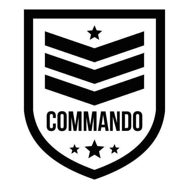 ilustrações, clipart, desenhos animados e ícones de logotipo de distintivo de comando, estilo simples - armed forces military insignia badge