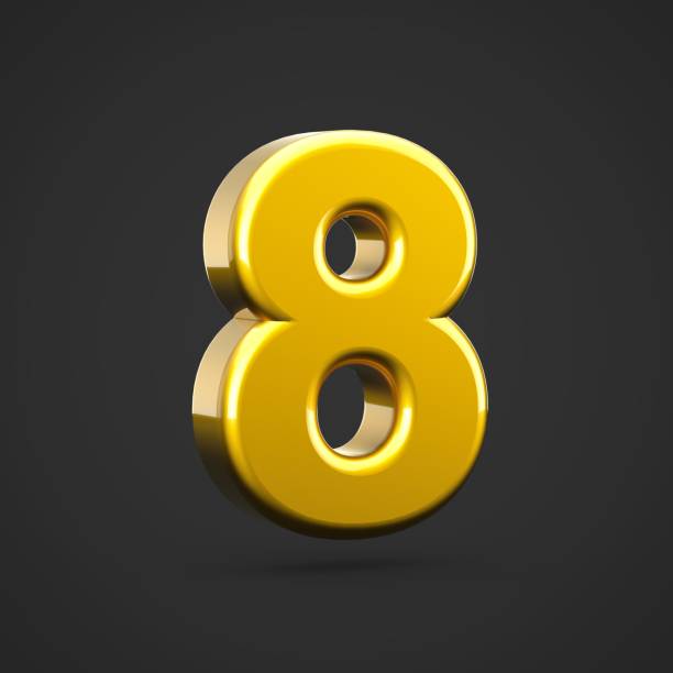 istock 3D Golden number 8 isolated on black background. 1017901270