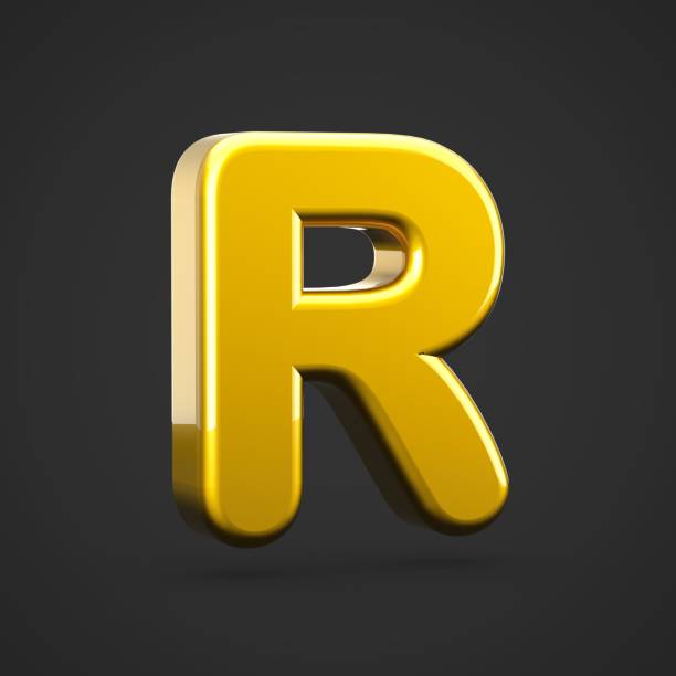 istock Golden letter R uppercase isolated on black background. 1017902986