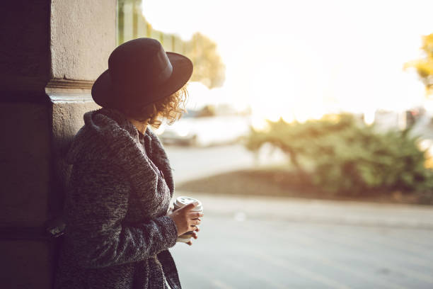 istock Hipster girl on a coffee break downtown 1017903778
