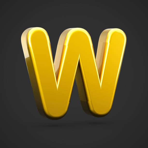 istock Golden letter W uppercase isolated on black background. 1017905854