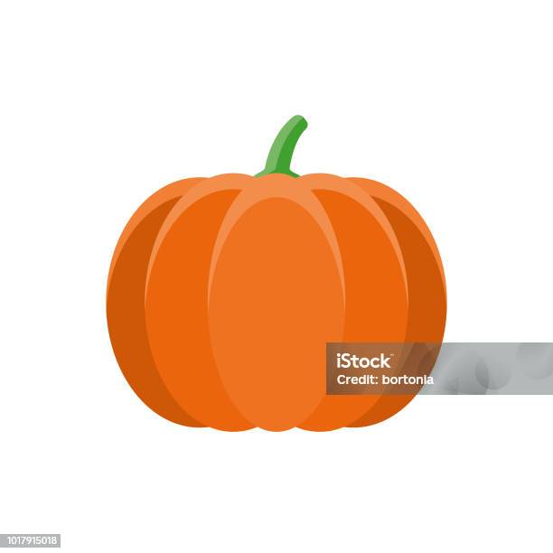 Pumpkin Flat Design Vegetable Icon Stock Illustration - Download Image Now - Pumpkin, Vector, Illustration