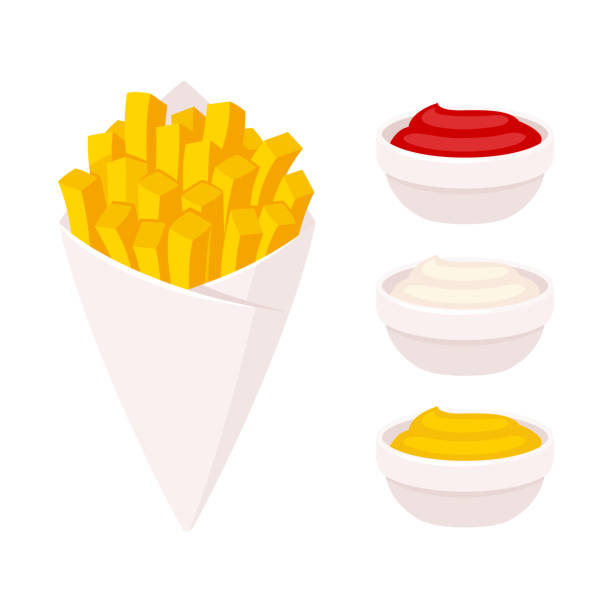 illustrations, cliparts, dessins animés et icônes de français frites avec sauce trempette - frites