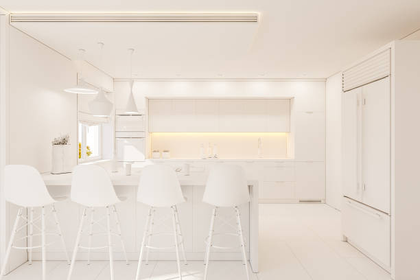 istock 3d illustration kitchen interior design in white color 1017919950
