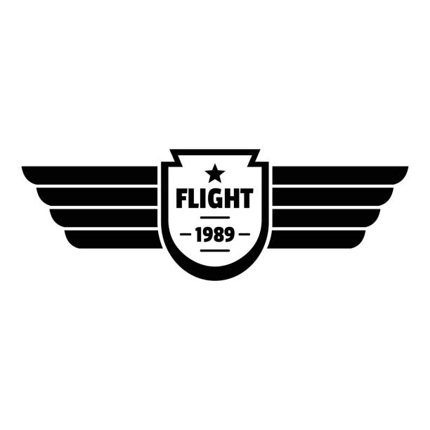 飛行 1989 ロゴ、シンプルなスタイル - flying air vehicle performance airshow点のイラスト素材／クリップアート素材／マンガ素材／アイコン素材