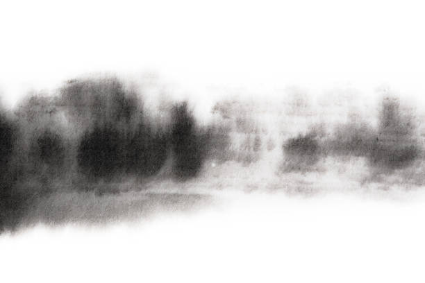 Black abstract watercolor paint brush Strokes texture
