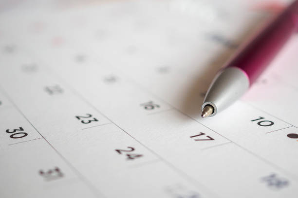 istock Calendar page with pen point at 17th date 1017945812