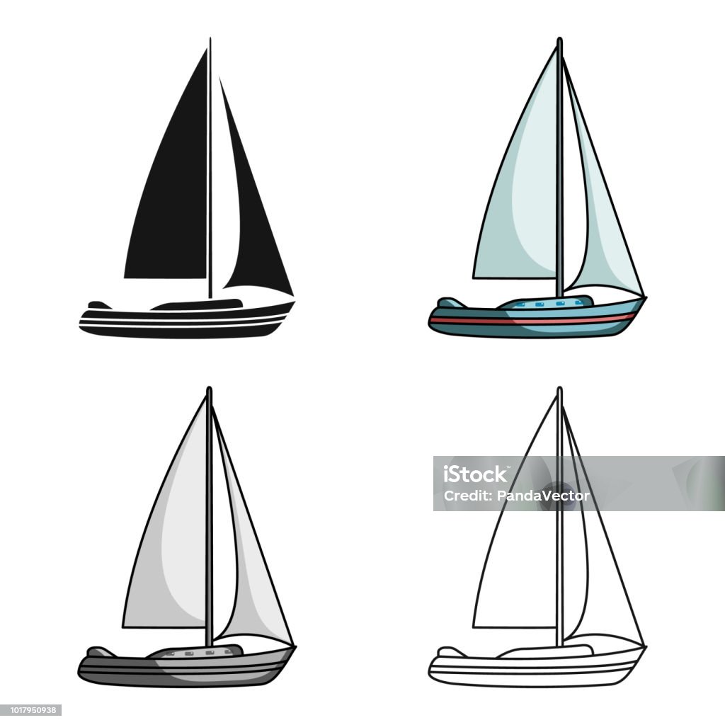 Ilustración de Velero Para Navegar Barco Para Competir En Vela Agua Y Nave  De Transporte Solo Icono En La Web De Dibujos Animados Estilo Vector  Símbolo Stock De Ilustración y más Vectores