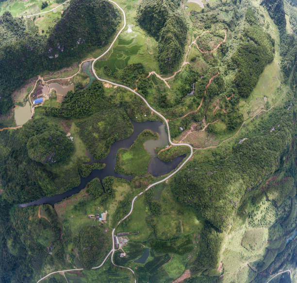 istock Aerial view of Karst mountains and rice fields 1017994424