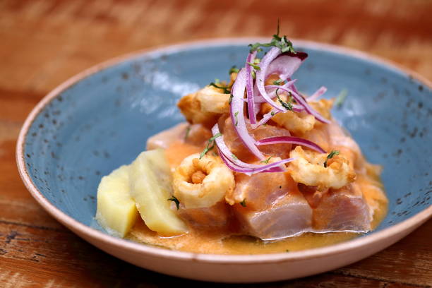Ceviche 2 Ceviche, classic Peruvian cuisine dish peruvian culture photos stock pictures, royalty-free photos & images