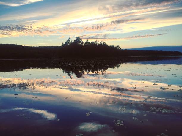 Natural reflection on the lake, pastel like colours, taken in Nova Scotia