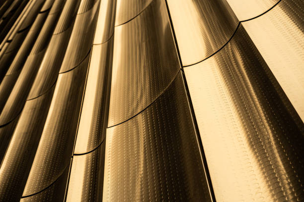 Abstract metal architectural detail of building in daylight