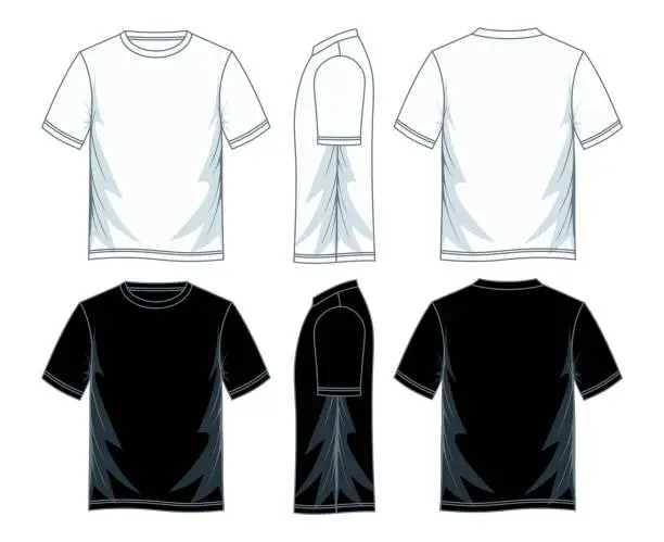 Vector illustration of Men's t-shirt design black white template