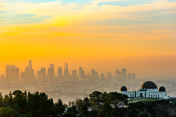 istock Griffith 0bservatory Park with Los Angeles skyline at Dawn 1018027582